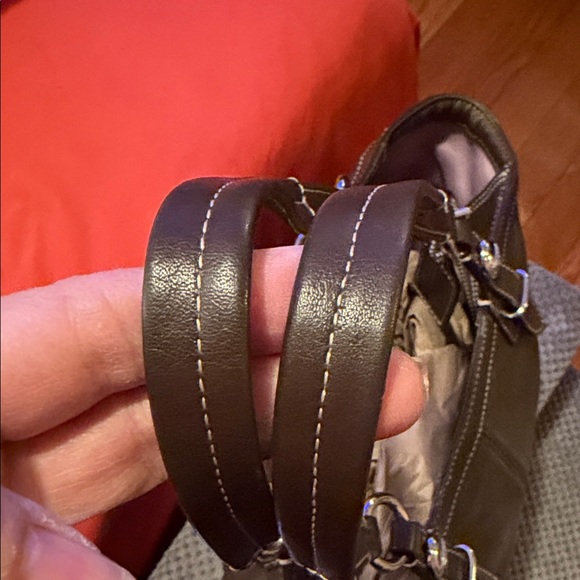 NWOT Coach East West Gallery Dark Brown Leather Tote Bag with Silver Accents. - Picture 3 of 4